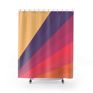 Colorful Retro Shower Curtain, Vintage Inspired Bathroom Decor, Retro Style Bath Curtain, Unique Home Accessory, Funky,