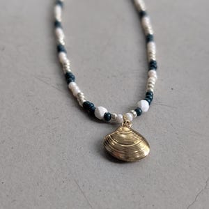 Collana di perline con ciondolo a conchiglia, gioielli in stile boho costiero