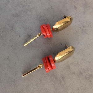Coral statement earrings with gold accents
