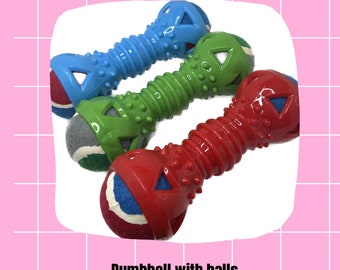 Strong Durable Dumbbell Dog Toy with Tennis Balls for Tough Chewers for medium or large dogs, Safe Dog Chew Toy for Aggressive Chewers