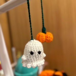 Crochet car hanging  Ghost & Pumpkin