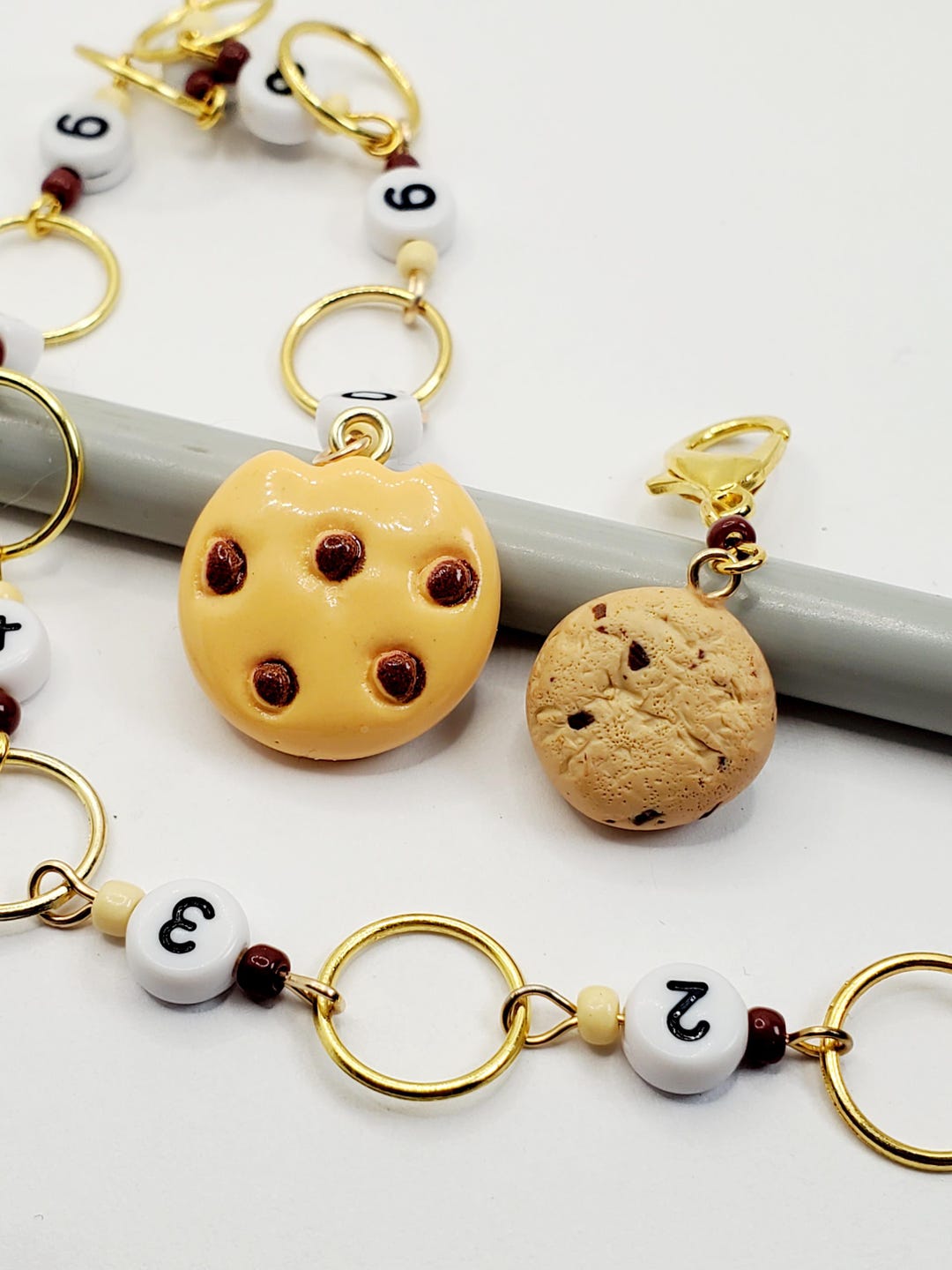 Chocolate Chip Cookie Snag-free Knitting Chain Row Counter, Food ...