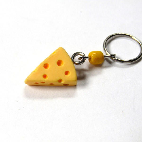 Wedge of Cheese Stitch Marker, Yellow Cheese Progress Keeper, Fun Food Charm, Cheese Phone or Purse Charm, Cheesehead Gift, Wisconsin Gift