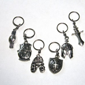 Armor of God Stitch Markers, Set of 6 Religious Themed Stitch Markers, Gift for Christian Crafter, Faith Themed Gift for Knitter