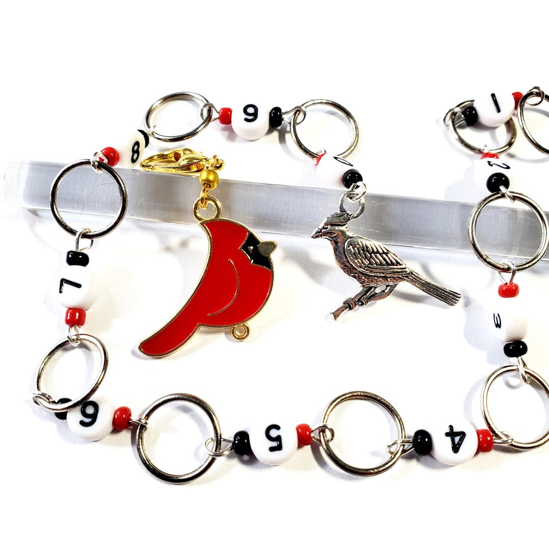 Red Cardinal Snag-free Knitting Chain Row Counter, Cardinal Bird ...