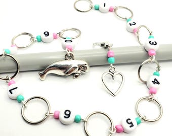 Manatee Snag-Free Chain Row Counter, Ocean Knit or Crochet Accessory
