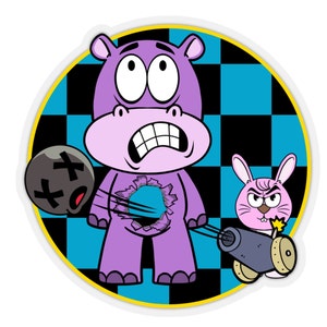 Wacky Stickers ( 3&quot;x3&quot;) Hippo& Rabbit