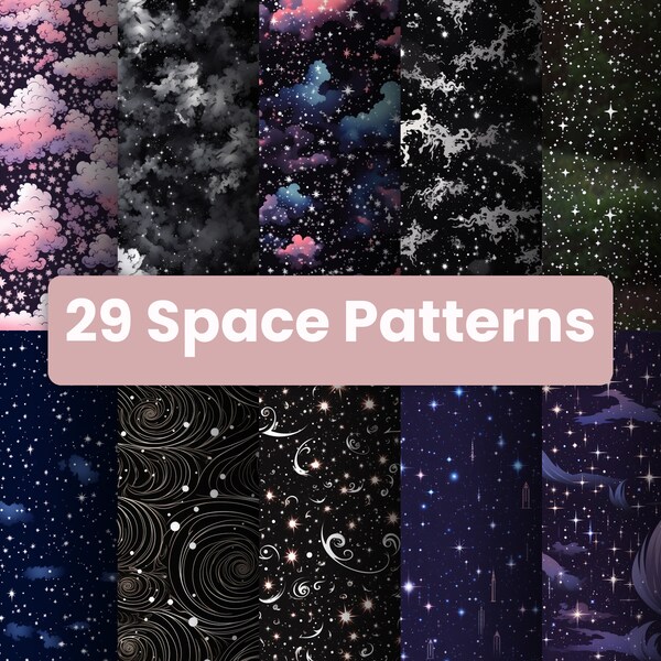 Space Seamless Pattern Pack - Digital Galaxy & Nebula Designs for Crafting Unique Space-Themed Art and backgrounds