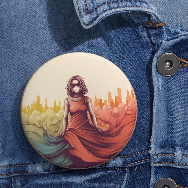 Breath of Change: Uniting Against Air Pollution pin button for protest against pollution