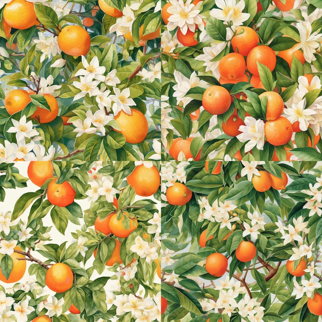 Florida State Flower Orange Blossom Flower Pattern Seamless 4 Etsy