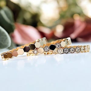 Rose Gold Ring, Honeycomb stacking ring, rose gold stacking ring, gift for her, honeycomb ring, stackable ring, ring set