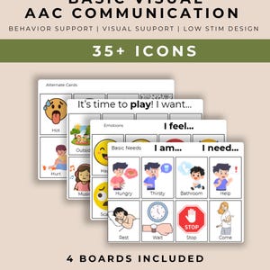AAC Communication Boards Printable, Autism Visual Supports, Basic Needs and Emotions Cards, Nonverbal Communication Tool, Choice Board