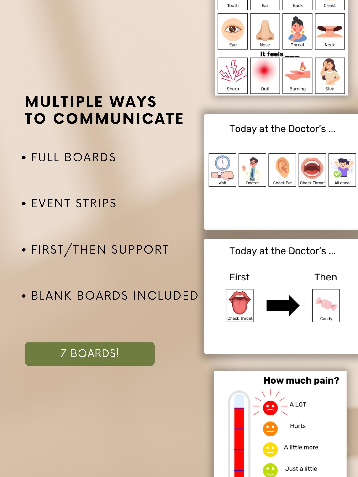 Doctor Visit Communication Board for Kids, AAC Medical Visual Supports ...