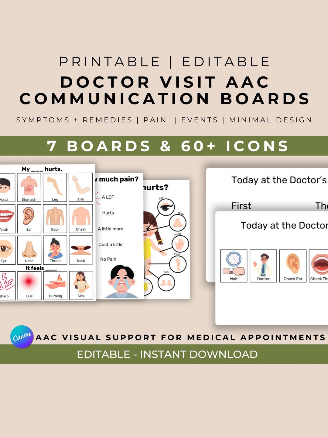 Doctor Visit Communication Board for Kids, AAC Medical Visual Supports ...