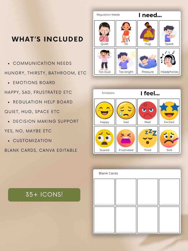 AAC Communication Boards Printable, Autism Visual Supports, Basic Needs ...