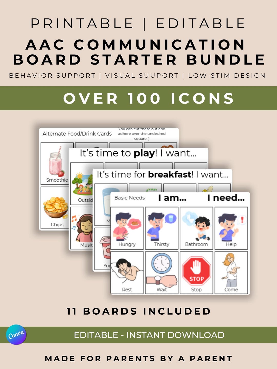 AAC Communication Bundle Printable, Autism Visual Supports Starter Kit ...