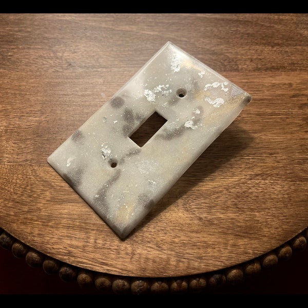 Handmade Resin White and Silver Switchplate