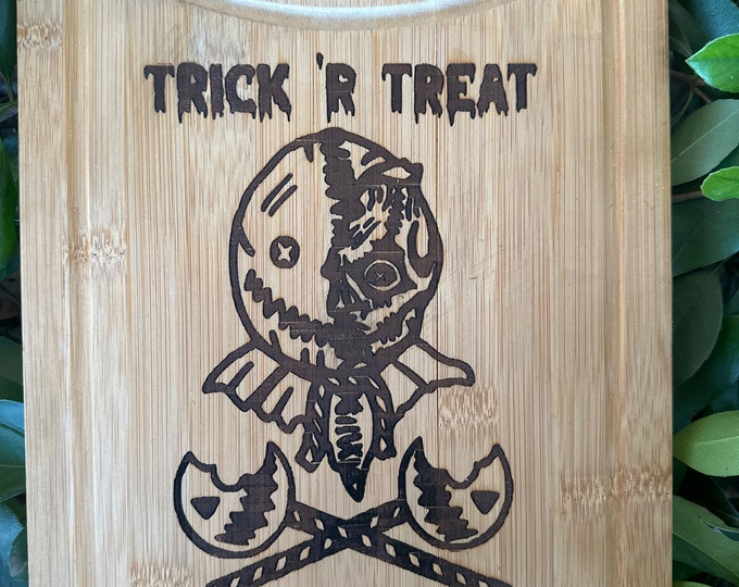 Trick or Treaters Cutting Board Gift Laser Engraved Goth Horror