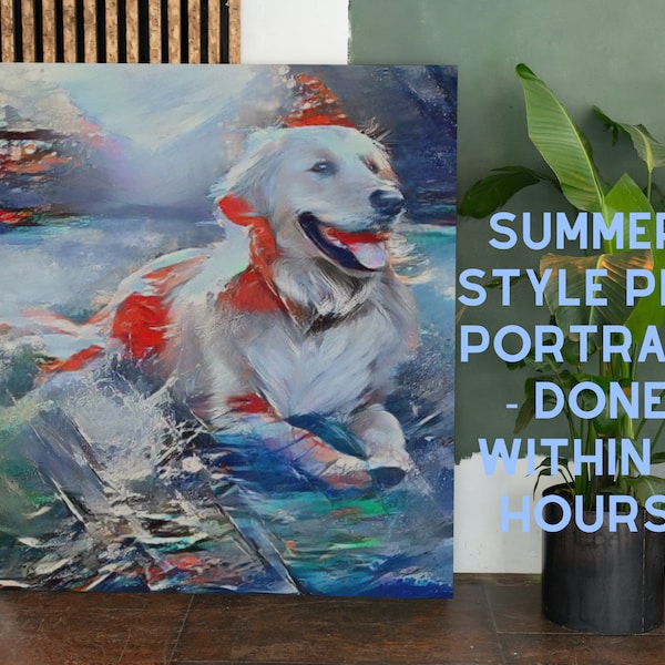 Custom Summer Style Pet Portrait - Printable - Done within 8 hours