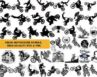 Dirt Bike SVG, Motocross SVG Bundle, Motocycle svg png bundle, Biker svg, Dirt Bike Racing cricut cut files, silhouette, Racing SVG, sticker