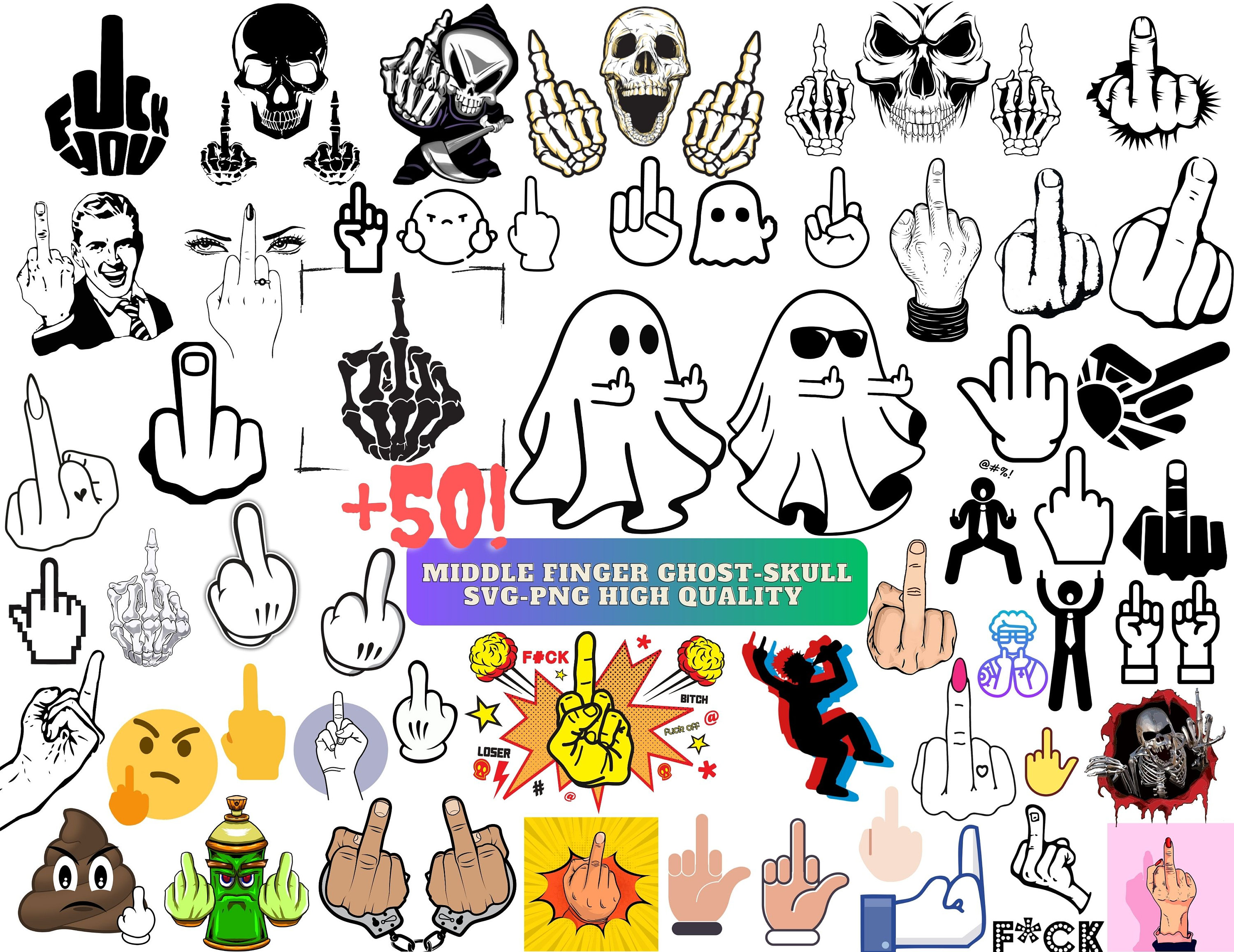 Middle finger skull - Etsy België, image size:3000x2314