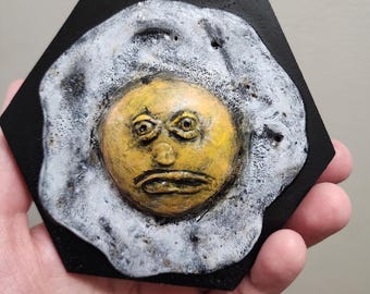 Grumpy Egg Sculpture, Foam Clay Art, Quirky Desk Decor, Oddities Gift