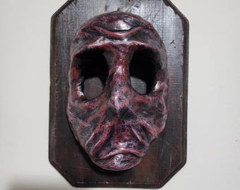 Handmade Hollow Skull Wall Art, Air Dry Clay Horror Mask Sculpture, Gothic Dark Plaque