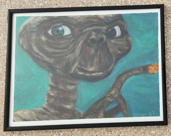 E.T. Fan Art Painting | Original Acrylic, Framed Movie Wall Art