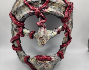Polymer Clay Horror Mask Wall Art | Fleshy, Distressed OOAK