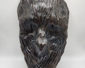 Tree Spirit Mask Sculpture – Dark Gothic Horror Wall Art – Handmade Polymer Clay OOAK Decor