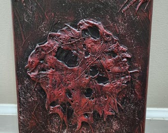 Textured Flesh Art • OOAK Foam Clay Horror Painting, 8x10 Canvas
