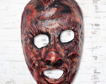 Handmade Polymer Clay Horror Mask – Bloody Decayed Display Prop