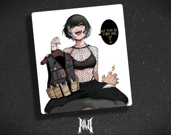 Six | "b*mb vest"- anime girl sticker