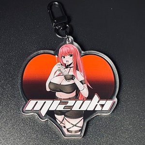 Mizuki | "Pipebomb meme/w heart"- anime girl acrylic keychain