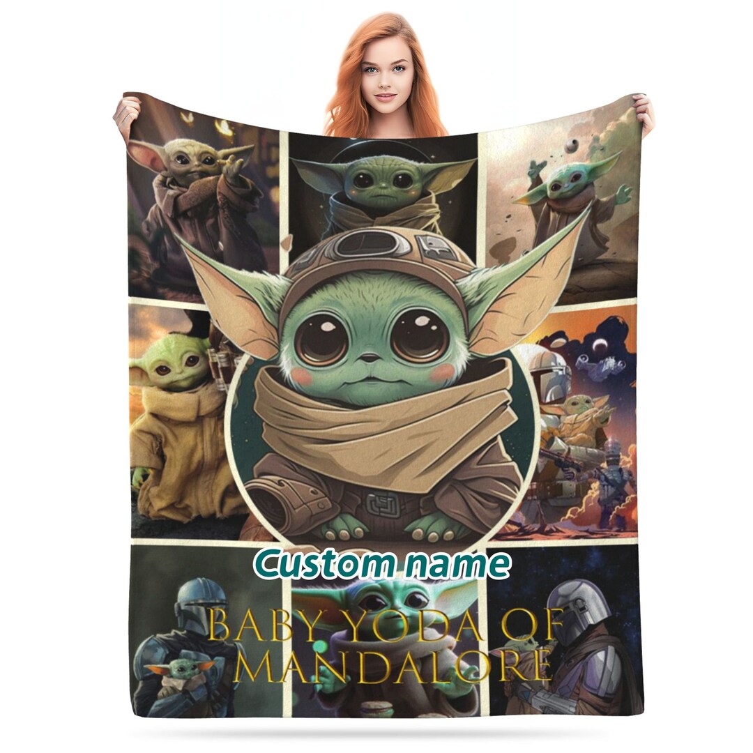 Personalized Baby Yoda of Mandalore Blanket Custom Photo Sofa Blanket ...
