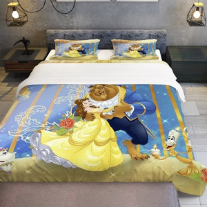 Beauty And The Beast, Personalized Bedding Three Piece Set, Custom Duvet Cover And Pillowcase, Bedroom Decoration, Creative Gifts image 2