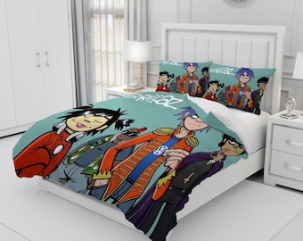 Gorillaz,Personalized Bedding Three Piece Set, Custom Duvet Cover And Pillowcase, Bedroom Decoration, Creative Gifts