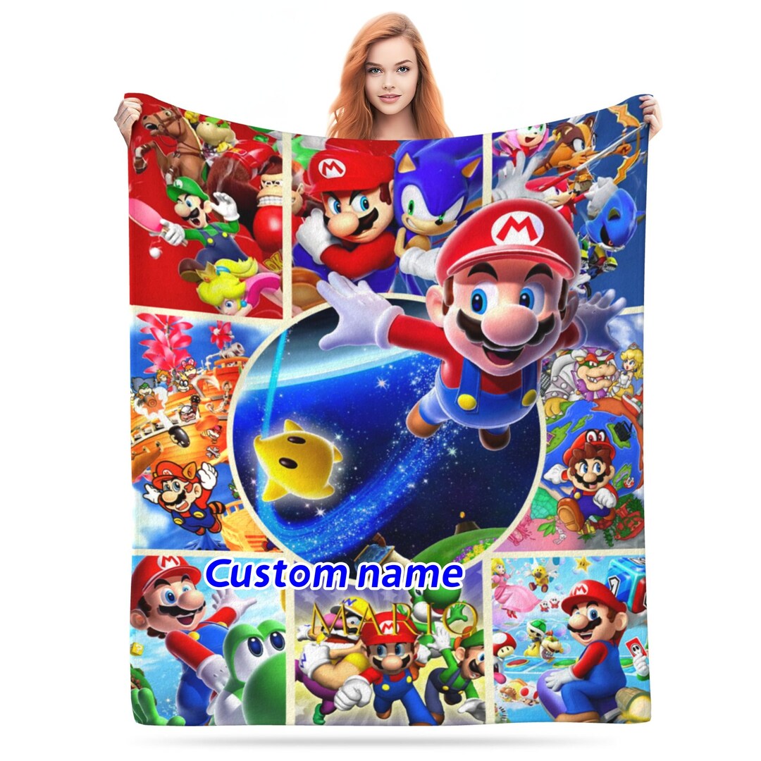 Personalized Super Mario Blanket Custom Photo Sofa Blanket Christmas