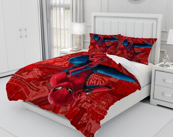 Spider-Man, personalisierter dreiteiliger Bettwäschesatz, kundenspezifischer Bettbezug und Kissenbezug, Schlafzimmerdekoration, kreative Geschenke