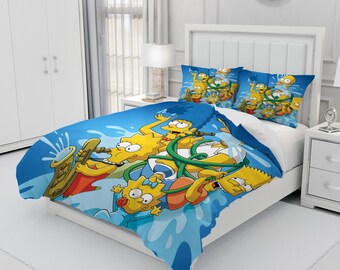 THE SIMPSONS, Personalized Bedding Three Piece Set, Custom Duvet Cover And Pillowcase, Bedroom Decoration, Creative Gifts