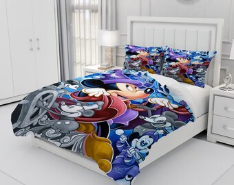 Mickey Mouse, Personalized Bedding Three Piece Set, Custom Duvet Cover And Pillowcase, Bedroom Decoration, Creative Gifts