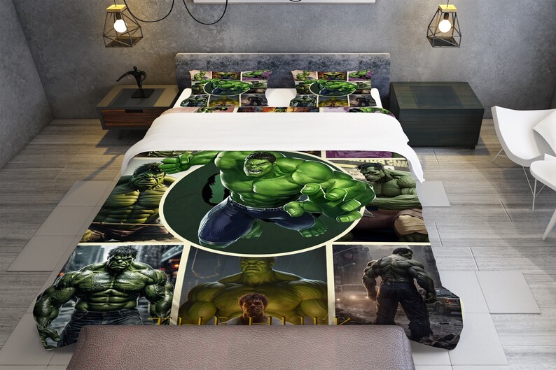 The Hulk, Personalized Bedding Three Piece Set, Custom Duvet Cover And Pillowcase, Bedroom Decoration, Creative Gifts image 3