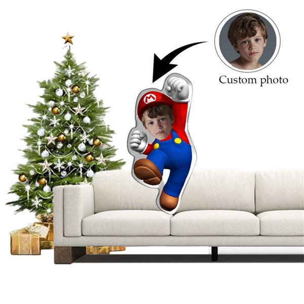 Gepersonaliseerde Super Mario Sierkussen Maatwerk Foto DIY Kussen Kerstcadeau 3D Gezicht Kussen Kussen Herdenkingsverjaardagscadeau