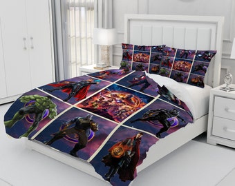 Marvel,  Personalized Bedding Three Piece Set, Custom Duvet Cover And Pillowcase, Bedroom Decoration, Creative Gifts