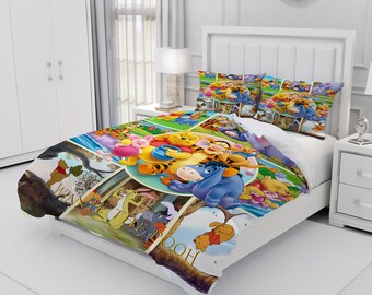 Winnie The Pooh, Personalized Bedding Three Piece Set, Custom Duvet Cover And Pillowcase, Bedroom Decoration, Creative Gifts