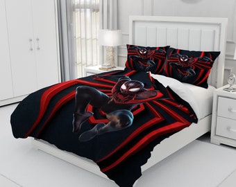 Spider-Man, parure de lit personnalisée trois pièces, housse de couette et taie d'oreiller personnalisées, décoration de chambre à coucher, cadeaux créatifs