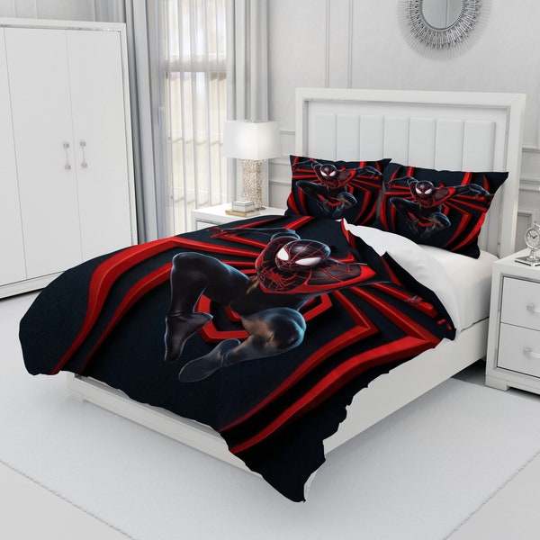 Spider-Man, parure de lit personnalisée trois pièces, housse de couette et taie d'oreiller personnalisées, décoration de chambre à coucher, cadeaux créatifs