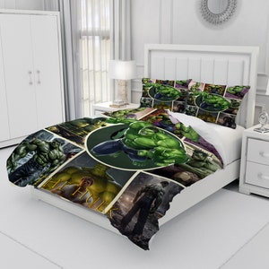 The Hulk, Personalized Bedding Three Piece Set, Custom Duvet Cover And Pillowcase, Bedroom Decoration, Creative Gifts image 1