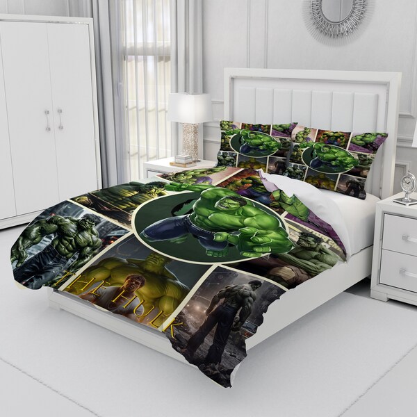 The Hulk,  Personalized Bedding Three Piece Set, Custom Duvet Cover And Pillowcase, Bedroom Decoration, Creative Gifts