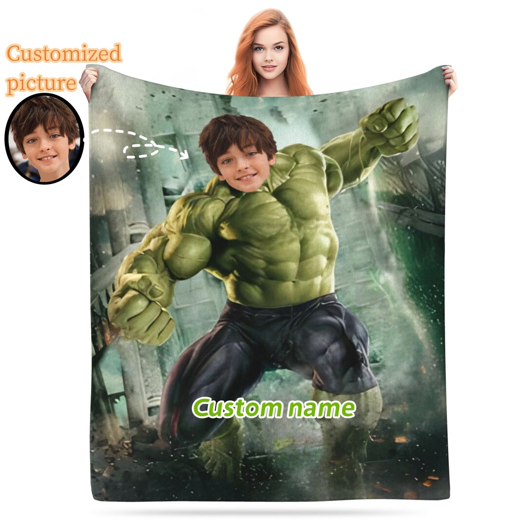 Personalized the Hulk Blanket Custom Photo Sofa Blanket Christmas